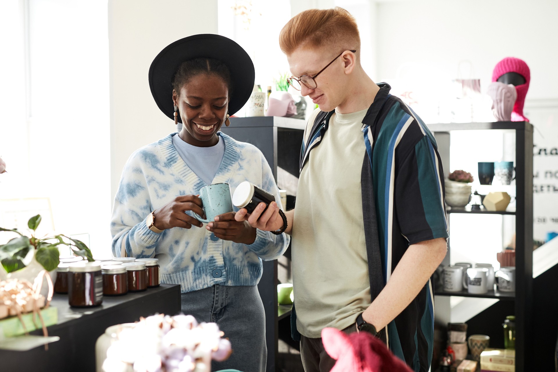 Young people looking for good deals in thrifting shop
